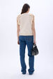 Short-sleeved sweater with ruffles Vanilla back worn view