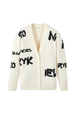 Cardigan grunge laine logo Sonia Rykiel femme Ecru vue de face