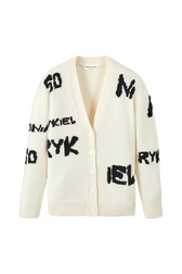 Cardigan grunge laine logo Sonia Rykiel femme Ecru vue de face
