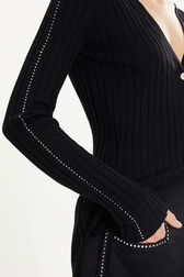 Ribbed cardigan Black details view 1