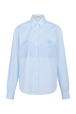 Chemise en coton à manches longues fines rayures Raye blanc / bleu vue de face