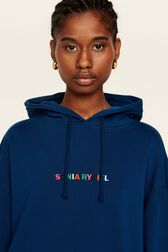 Sweat à capuche multicolore signature femme Bleu de prusse vue de détail 3