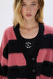 Cardigan rayé brossé en laine melangé Rayures noir/rose vue de détail 3