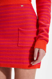 Women Striped Mini Skirt Striped fuchsia/coral details view 2