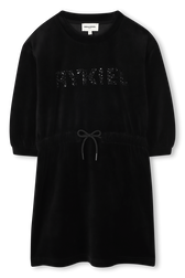 Robe en velours noir Noir vue de face