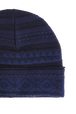 Fair Isle Print Wool Knit Beanie Hat Blue back view