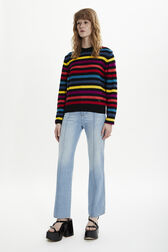 Women Striped Long sleeve Poorboy Sweater Multico striped details view 1