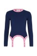 Pull jarretelle à manches longues Navy vue de face