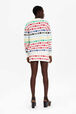 Cardigan rayé multicolore femme Multico blanc vue portée de dos
