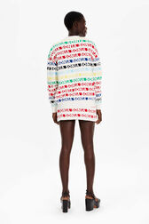Cardigan rayé multicolore femme Multico blanc vue portée de dos