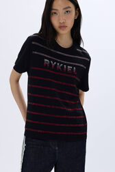 T-shirt manches courtes à strass Noir vue de détail 1