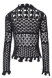 Women Openwork Sweater Black back view