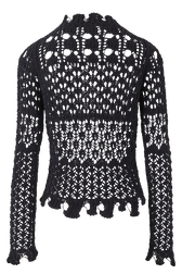 Women Openwork Sweater Black back view