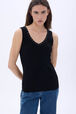 Ribbed tank top Black details view 2