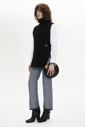 Sleeveless Turtleneck Jumper With Side Slits Black details view 1