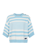 Striped cotton sweater White/skyblue stripe front view