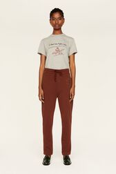 Women Cotton Jersey Jogging Chocolate front worn view