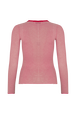 Long-sleeved crew-neck top in cotton and silk Red/white back view
