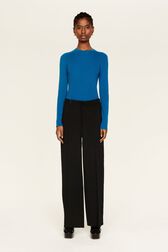 Women Two-Tone Pants Black front worn view