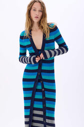 Cardigan long rayé Rayures bleu/silver vue de détail 1