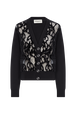 Pull en maille et en dentelle velours Noir vue de face