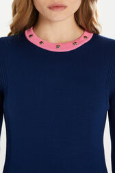 Pull jarretelle à manches longues Navy vue de détail 1