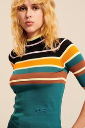 Pull manches courtes femme Baby blue vue portée de face