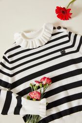 Pull marinière fille Raye noir/blanc vue de détail 1