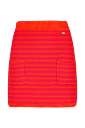 Women Striped Mini Skirt Striped fuchsia/coral front view