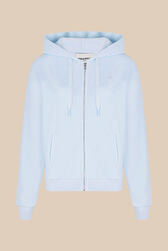 Women Velvet Hoodie Baby blue front view