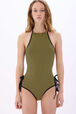One-piece swimsuit Gold/black details view 1