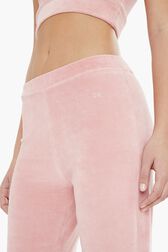 Women Velvet Flare Pants Pink details view 1