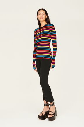 Pull chaussette rayé femme Multico raye rf vue portée de face