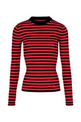 Pull chaussette rayé femme Raye noir/rouge vue de face