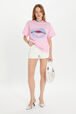 Denim mini shorts Ecru front worn view