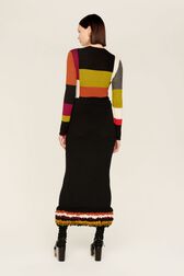 Jupe longue laine bouclette femme Multico raye crea vue portée de dos