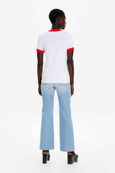T-shirt bicolore en coton logo Sonia Rykiel Blanc vue portée de dos