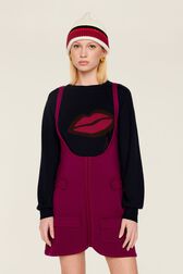 Robe courte sans manches maille milano femme Fuchsia vue portée de face
