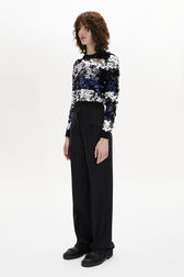 Women's Tricolour Striped Sequin Jumper Black details view 1