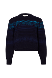 Long-Sleeved Crew-Neck Jumper Blue front view