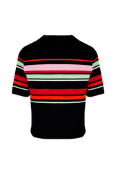 Women Multicolor Striped Boxy Cut Top Black back view