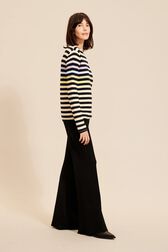 Pull rayé multicolore signature femme Bleu nuit vue de détail 1
