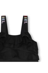 Ruffled poplin dress Black details view 1