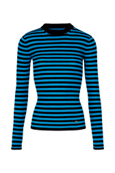 Pull chaussette rayé femme Raye noir/bleu de prusse vue de face