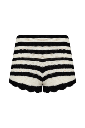 Short rayures ajourées bicolore femme Raye noir/ecru vue de dos