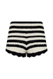 Women Two-Colour Openwork Striped Shorts Black/ecru back view