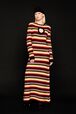 Women Striped Fluffy Maxi Dress Multico crea details view 3