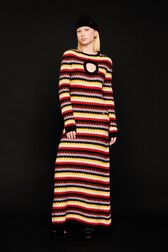 Women Striped Fluffy Maxi Dress Multico crea details view 3