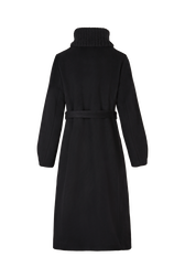Women Double-sided Long Wool and Cashemere Coat Black back view