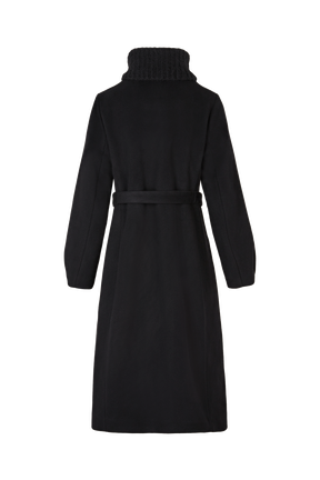 Women Double-sided Long Wool and Cashemere Coat Black back view
